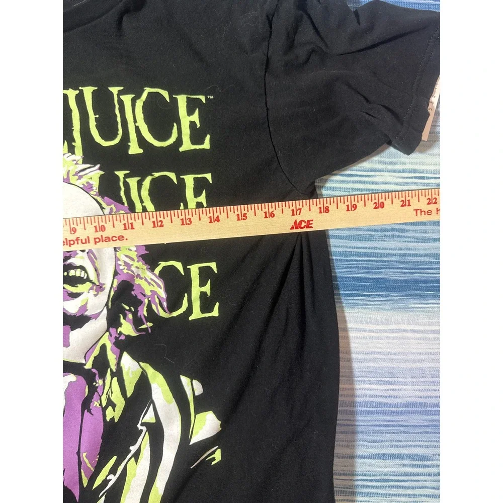 Beetlejuice Graphic T-Shirt Mens Medium Black Neon Green Purple Movie Tee NEW - Picture 4 of 6